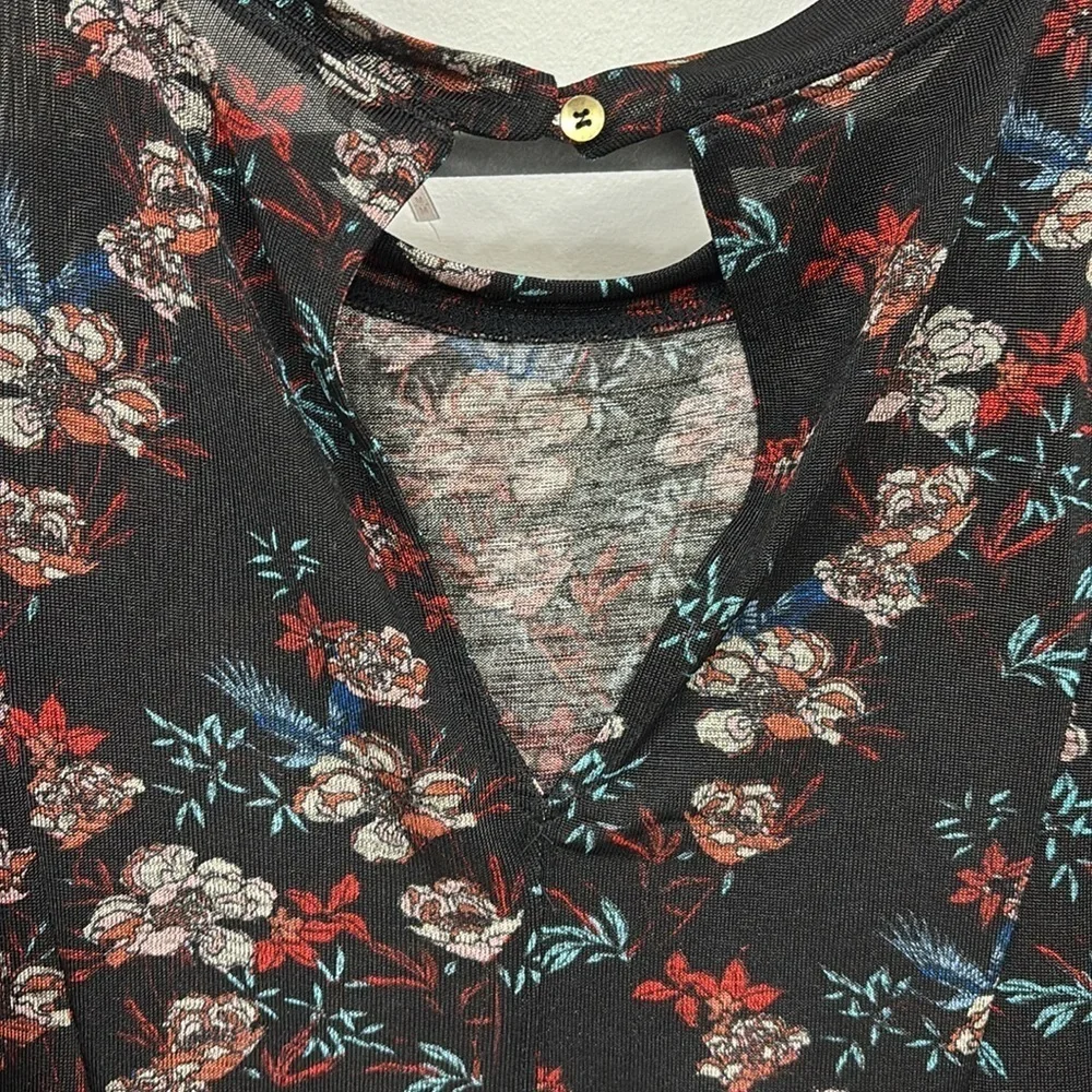 Free People Dock Street Black and Red Floral Top Shirt big florals